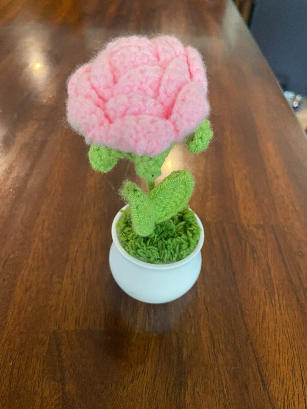 Knitting Crochet Puff 3D Flowers Potted Plants Mini Decor Flower 5" Tall
